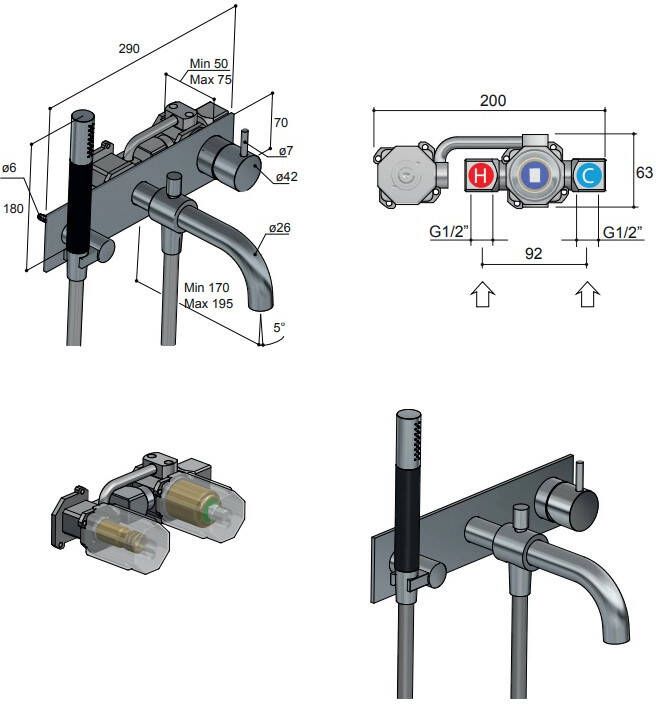 Hotbath Cobber CB026 inbouw badmengkraan geborsteld koper PVD