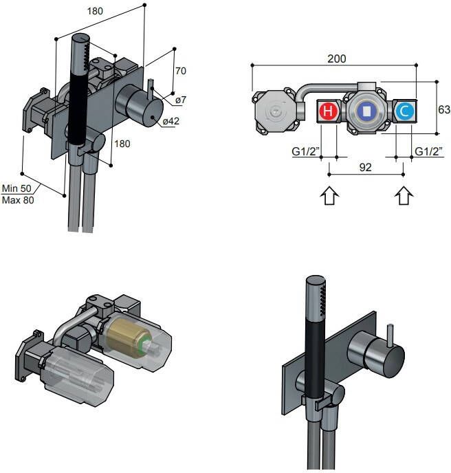 Hotbath Cobber CB027 inbouw douchmengkraan met handdouche geborsteld messing PVD