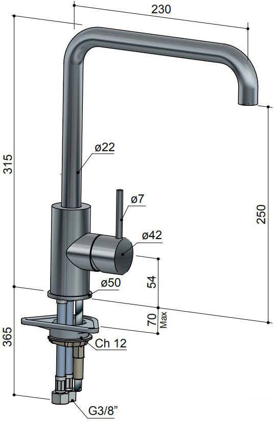 Hotbath Cobber CB041 keukenmengkraan met draaibare uitloop geborsteld messing