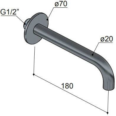 Hotbath Cobber CB095 uitloop 18 cm chroom