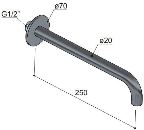 Hotbath Cobber CB095 uitloop 25 cm geborsteld messing PVD