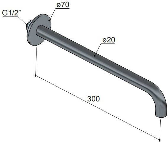 Hotbath Cobber CB095 uitloop 30 cm gepolijst messing