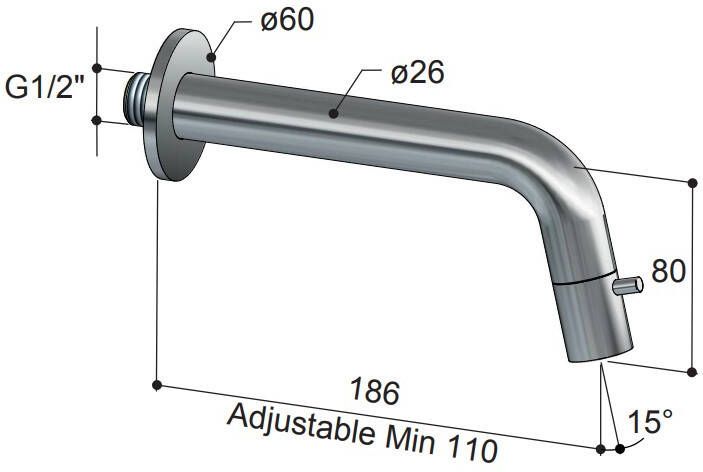 Hotbath Cobber Fonteinkraan Wandmodel Inkortbaar Geborsteld Koper PVD UW001BCP