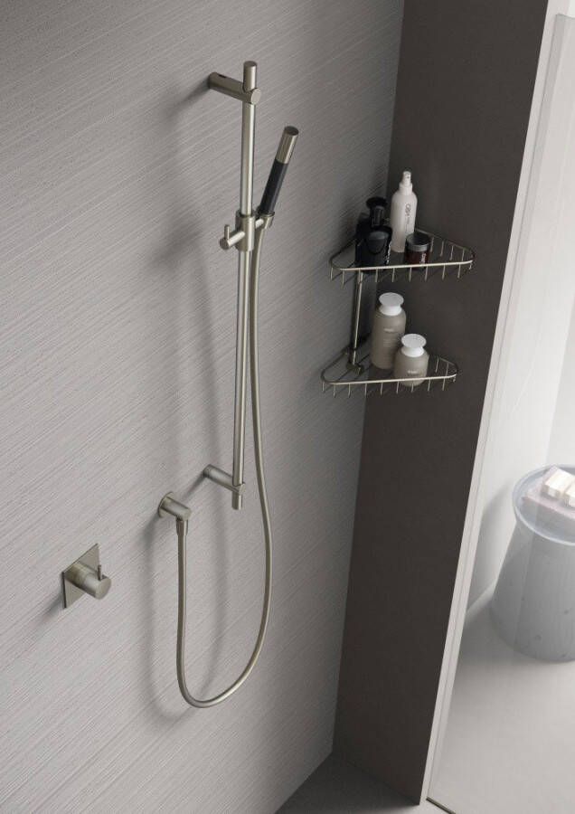 Hotbath Cobber M307 glijstang 90cm met handdouche en slang geborsteld messing