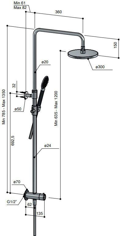 Hotbath Cobber M438 regendouchset met ronde handdouche 30 geborsteld nikkel