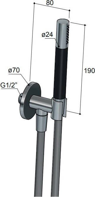 Hotbath Cobber M440 handdouchehouder met aansluiting mat zwart