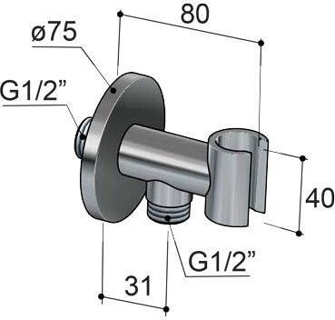 Hotbath Cobber M515 handdouchehouder met aansluiting zwart chroom