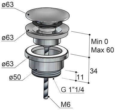 Hotbath Cobber ronde klik waste chroom