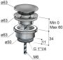 Hotbath Clickwaste Cobber Afvoerplug met Schroef Rond Geborsteld Nikkel - Thumbnail 4