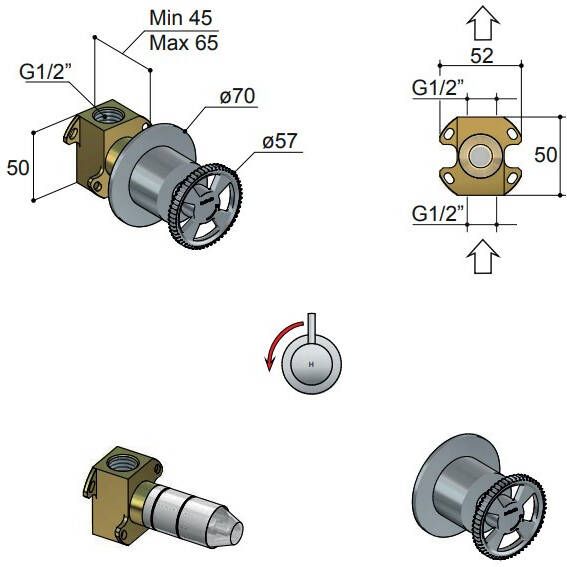 Hotbath Cobber @work CW010H inbouw stopkraan warm chroom