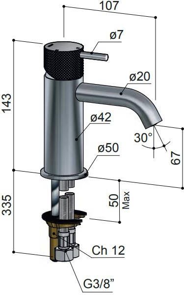 Hotbath Cobber X CX003C lage wastafelmengkraan zonder waste chroom