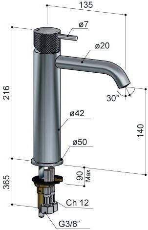 Hotbath Cobber X CX003MC wastafelmengkraan zonder waste chroom