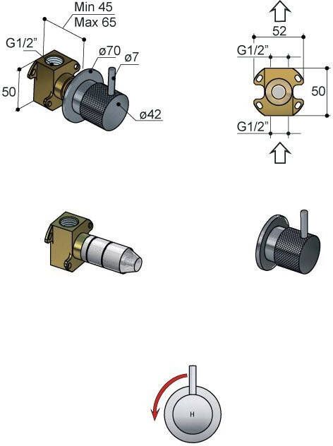 Hotbath Cobber X CX010H inbouw stopkraan warm geborsteld messing PVD