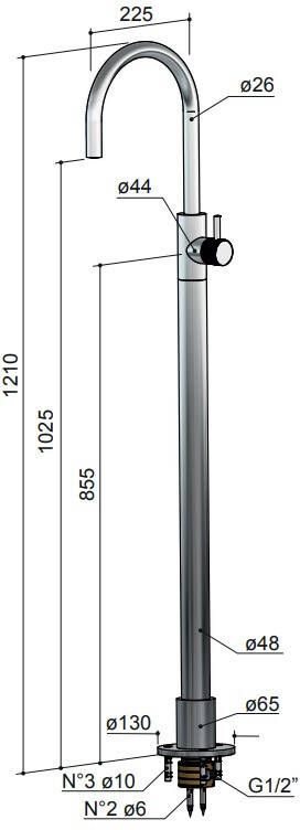 Hotbath Cobber X CX078W wastafelmengkraan vloermontage mat zwart