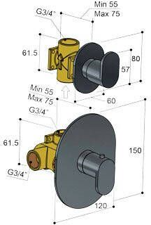 Hotbath Friendo F012 inbouwthermostaat met 1 stopkraan chroom