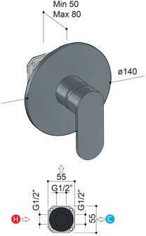 Hotbath Friendo F031 inbouw douchemengkraan chroom