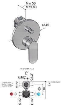 Hotbath Friendo F032 inbouw douche badmengkraan met automatische omstelinrichting chroom