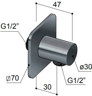 Hotbath Gal GL517 wanduitlaat geborsteld gunmetal PVD