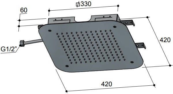 Hotbath Gal M147 inbouw hoofddouche 42x42 mat zwart