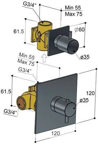 Hotbath Laddy L012 inbouw thermostaat met 1 stopkraan chroom