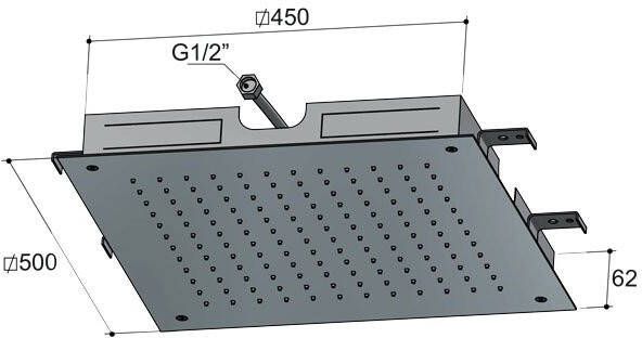 Hotbath Mate M111 inbouw hoofddouche vierkant 50x50 geborsteld messing PVD