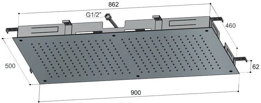 Hotbath Mate M113 inbouw hoofddouche rechthoekig 50x90 cm chroom