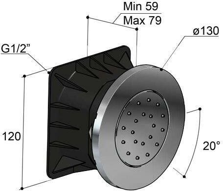 Hotbath Mate M130 inbouw bodyjet rond geborsteld nikkel