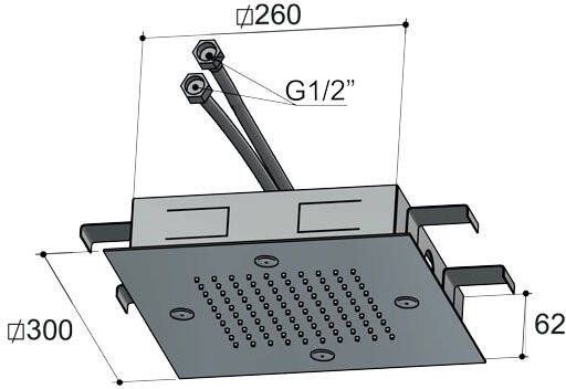 Hotbath Mate M195 inbouw hoofddouche vierkant 30 cm geborsteld nikkel