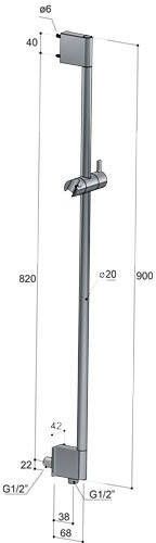 Hotbath Mate M306 glijstang 90cm ABS geborsteld nikkel