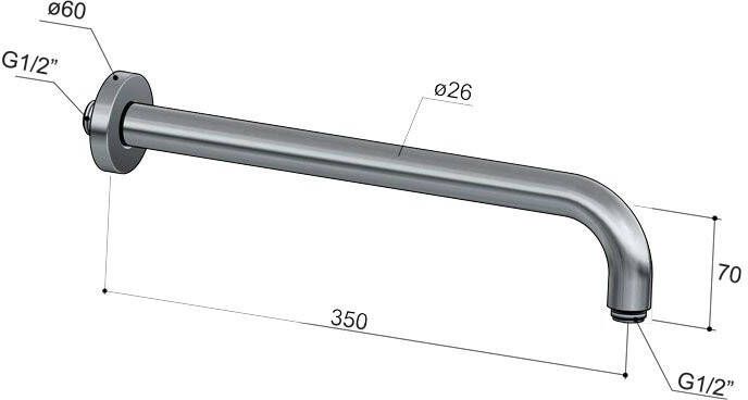 Hotbath Mate M450 wandarm rond 35cm chroom