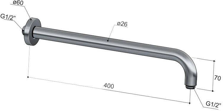 Hotbath Mate M450 wandarm rond 40cm geborsteld nikkel