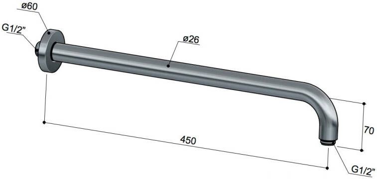 Hotbath Mate M450 wandarm rond 45cm chroom