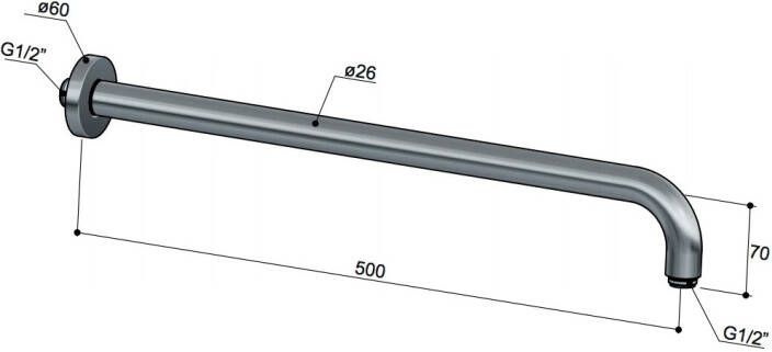 Hotbath Mate M450 wandarm rond 50cm geborsteld nikkel