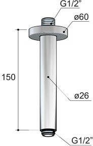 Hotbath Mate M452 plafondbuis rond 15cm chroom