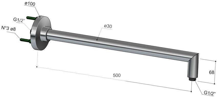 Hotbath Mate M462 wandarm verzwaard rond 50cm chroom