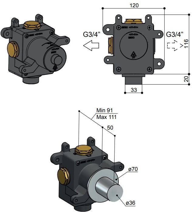 Hotbath MHF007 High Flow inbouwbox voor stopkraan