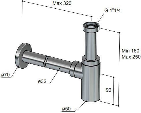 Hotbath Pal Wastafel sifon rond Gepolijst Messing P035NB