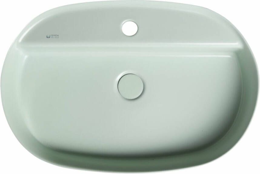 Isvea Infinity ovale opzetwastafel 60x40 cm mat groen mint