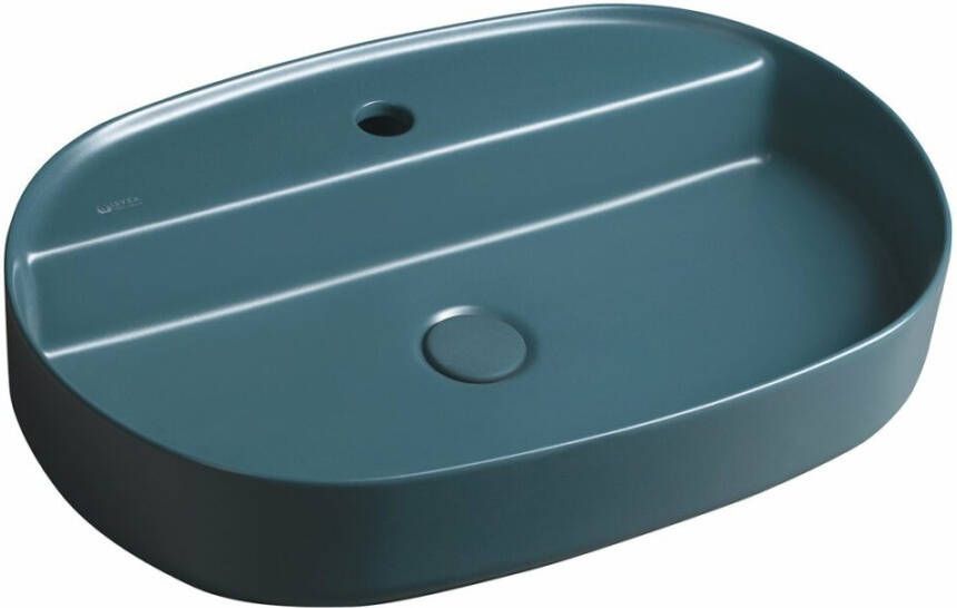 Isvea Infinity ovale opzetwastafel 60x40 cm mat groen petrol