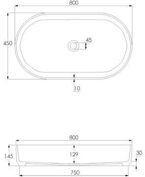 JEE-O Bloom ovale waskom 80x45 zwart