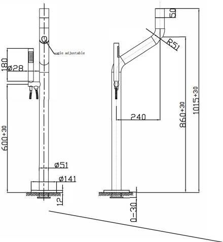 JEE-O Flow vrijstaande badmengkraan geborsteld RVS