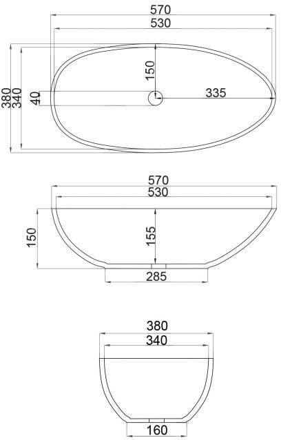 JEE-O Pure Elaine waskom 57x38 mat wit