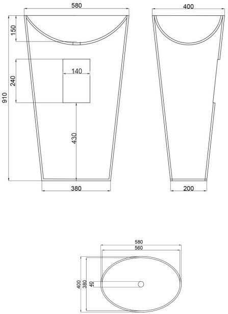 JEE-O Pure Mango vrijstaande waskom 58x40 mat wit