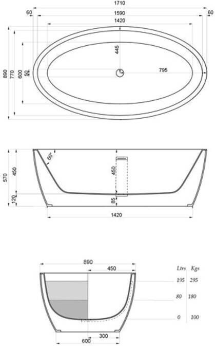 JEE-O Pure Maya vrijstaand bad 170x90 mat wit
