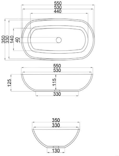 JEE-O Slimline Dubai waskom 55x35 zilver