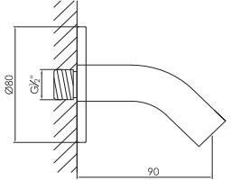 JEE-O Slimline extra korte gebogen uitloop structuur zwart