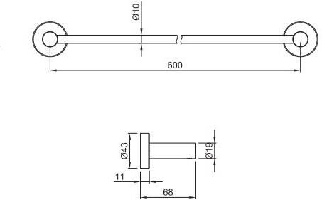 JEE-O Slimline handdoekhouder geborsteld RVS