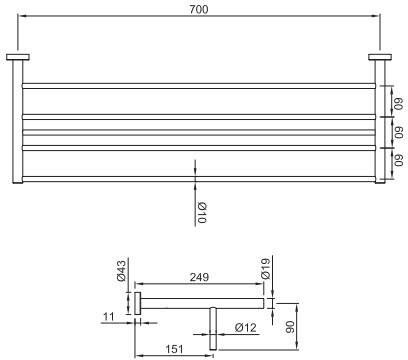 JEE-O Slimline handdoekrek structuur zwart