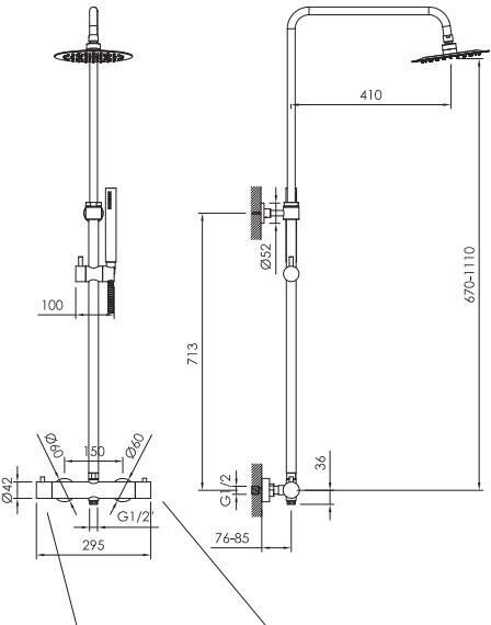 JEE-O Slimline opbouw regendouche met thermostaat en handdouche structuur zwart