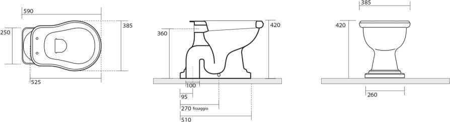 Kerasan Retro Toilet S-trap 38 5x45x59 cm wit